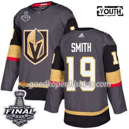 Vegas Golden Knights Reilly Smith 19 2018 Stanley Cup Final Patch Adidas Grijs Authentic Shirt - Kinderen